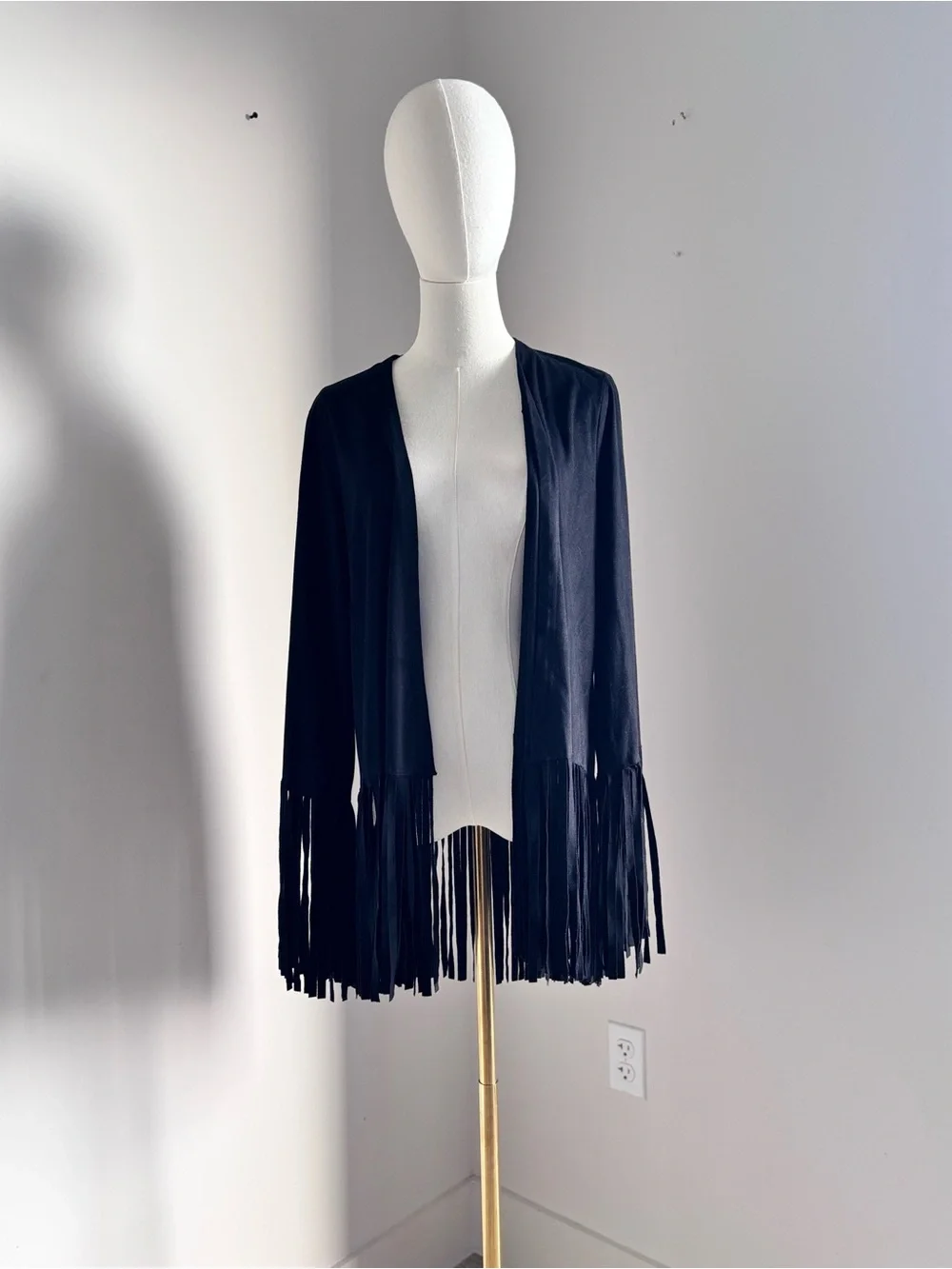 Zara Black Fringe Open Cardigan